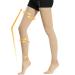 Beister 15-20 mmHg Compression Stockings for Women & Men Thigh High Medical Footless Graduated Compression Sleeves with Dot Silicone Band Support Pressure Socks for Varicose Veins Edema DVT Beige M