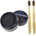 Charcoal Teeth Whitening Powder Natural Organic Activated Charcoal Bamboo Toothpaste with 2 Bamboo Toothbrushes - Freshens Breath gets Rid of Stains