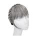Bangs Hair Clip Synthetic Headband Bangs Extension Fake Hair Blunt Fringe with Long Sides for Women Natural False Black Brown Blonde Bang Bangs Clip in Hair(Color:Medium Gray)