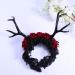Lurrose Halloween Deer Antlers Mexican Rose Flower Crown Headband for Kids Women Girls - Gothic Costume Lace Hair Hoops - Buy Online on GoSupps.com