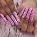 24Pcs Long Coffin False Nails Gold Glitter Sequins Designs Press On Full Cover Fake Nails Tips Wearable Manicure Art Accessories (Color : Red) - Buy Online on GoSupps.com