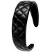 LONEEDY 1.7-Inch-Wide Headband Leather Checkered Pattern Padded Headband Hard Headband Hairband for Women and Girls Thick Hair (Black)