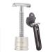 Safety Razor/shaver/shaving tool/Butterfly men's razor Kit Chrome Long Handle Butterfly Open Double Edge Safety Razor Men's Shaver (1 Razor 1 H3 Razor Stand and 1pc Genuine Leather Case)