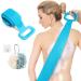 Silicone Bath Body Brush Back Scrubber for Shower Exfoliating Long Double Side Bath Belt Massage Brush Body Back Cleaning Shower for Men Women Blue