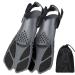 Amazqi Swim Fins:Snorkel Fins Travel Short Adjustable for Snorkeling Diving Sport Fins Open Heel Rubber Scuba Lap Sizes to Fit Men, Women and Kids Black ML/XL(Adult US Size 9-13)