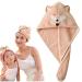 Cysocool anti-frizz children microfiber hair turban with button girl quick-drying hair dryer towel turban soft hair towel absorbent twisted turban head towel hat for all hair types S-girl pink fox