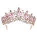 Girls Sweet 16 Homecoming Crown Rose Pink Rhinestones Baroque Quinceanera Prom Ball Hair Accessory Rose Gold Pink Blue Rose Gold White Green Red Pink