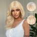 Allbell Long Wavy Blonde Wig for Women with Bangs - Heat Resistant Synthetic Hair Replacement - Buy Online on GoSupps.com