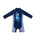 BONVERANO Baby Boys Swimsuit Toddler Bathing Suit Long-Sleeve Zipper One Piece Swimwear with UPF 50+ Sun Protection Whale 2 2-3 Years