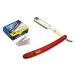 Stainless Steel Professional Barber Straight Edge Razor with 100 Lord Count Single Edge Razor Blades (Red)