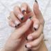 French Fake Nails - Nude & Black Glitter Artificial Nails for Daily Wear | Medium Size False Nails - Buy Online on GoSupps.com