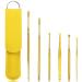 6 Pcs Ear Wax Removal Tool  Ear Wax Cleaner  Ear Cleaning Tool  Ear Curette Earwax Removal Kit with a Leather Bag (Gold)