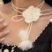 Oralgo White Flower Necklace - Plush Camellia Pendant Collarbone Chain | Elegant Light Jewelry for International Shipping - Buy Online on GoSupps.com