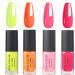 Neon Nail Polish Set - Hot Pink Red Yellow Orange Fluorescent nail Varnish Set for Halloween Party 4 Colors Nail Polish - Quick Dry Nail Varnish Sets for Home DIY Manicure Gifts for Women