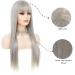 Siudus Women Grey Straight Long Wig with Bangs | Synthetic Heat Resistant Fiber for Daily Cosplay - International Shipping Available - Buy Online on GoSupps.com