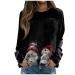 Women Santa Claus sweater Xmas Top T Shirts Ugly Elch Printed Christmas sweater Festive tops long arm blouses sweaters sweatshirt 5-black 3XL