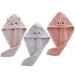 DOITOOL Hair Drying Turban 3Pcs Hair Drying Towel for Kids Girls Absorbent Hair Dry Wraps Cute Cat Hair Cap Towels Coral Fleece Towels for Women Kids Hair Absorbent Towel