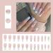 French Long Pink Coffin Fake Nails with Flower and Rhinestones - 24pcs | Press on Nail with Jelly Stickers | Ballerina Nail Tips for Women Girls - Trendy Nail Decor - Buy Online on GoSupps.com