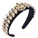 Vintage Crystal Rhinestone Headbands Sparkle Silver Diamond Headband Velvet Padded Wide Hairbands Party Wedding Headpiece Hair Accessories for Women (1CrystalLeaf)