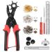 Leather Hole Punch Tool for Belt - Multi Hole Sizes Puncher for Belts, Watch Bands, Straps, Dog Collars, Saddles, Shoes, Fabric, DIY Home or Craft Projects - with 5/32" Grommet Eyelet Kit 100 Sets 02-Black/Red