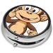 Monkey Printed Mini Round Pill Box - 3 Compartment Portable Pill Organizer for Travel Home & Office - Buy Online on GoSupps.com