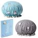 Shower hood bath cap women 2 pieces of women waterproof shower hood elastic bathroom cap reusable hair hood shower cap elastic hair hood for bathroom bathing spa main use (blue gray) 2 pieces (1 Pack)