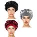 Petyoung 3 Pack Satin Sleep Caps for Women & Girls - Elastic Wide Band Beanie Hat for Curly Hair - Wine Red, Black, Silver - Buy Online on GoSupps.com
