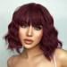 AISI HAIR Red Short Curly Bob Wig with Bangs | Burgundy Wine Red Synthetic Wave Bob Wig for Women - Buy Online on GoSupps.com