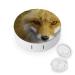 Cool Fox Round Case for Contact Lens Kit Storage Box with Mirror Portable Cute Lens Holder