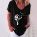Shop Women's Summer Ppanguding T-Shirt - Casual Loose Round Top with Pustblume Print | Trendy Black Summer Shirt - Buy Online on GoSupps.com