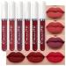 CmaaDu 6Pcs Lipstick Matte Liquid Lipstick Lipgloss Set for Women labiales mate 24 horas originales matte larga duracion 24,Deep Red Original 24 Hour Matte Lipstick Lip Stain Long Lasting Waterproof 0.08 Fl Oz (Pack of 6) A-Set04