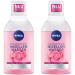 Nivea rose water micelle water (400 ml) facial cleaning with micellair technology and natural rose water gentle micelle cleaning water (pack with 2) 400 ml (2 -pack)