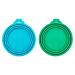 2pcs Pet Food Can Covers Silicone Cat Dog Food Can Lids Pet Tin Can Lids Tops 1 Fit 3 Standard Size for Dog Cat Can Food (Blue Green)