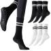 6 pairs of anti-slip socks for women strip socks yoga socks slide socks streak cotton socks anti-slip sports socks for sports pilates gymnastics hospital pregnant women EU 35-40 35-40 style 2-black+white