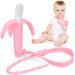 SHARE&CARE Baby Teether Toys Set Banana Teether and Anti Dropping Wrist Hand Teethers Baby Chew Toys (Pink+Pink)