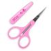 Humbee Eyebrow Scissors, Small Scissors for Facial, Nose, Eyebrow, Mustache, and Beard Hair Trimming & Grooming, Straight Edge, Pink Long Cap 1 Count (Pack of 1) Pink Long Cap