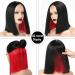 Red Peekaboo Synthetic Bob Wig for Women | Shoulder Length Black with Red Highlights | Blunt Cut Lace Front Bob Wig for Daily Party Wear - Buy Online on GoSupps.com