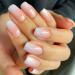 24PCS Press on Nails Short Fake Nails Square Pink White Gradient False Nails with Designs Glossy Glue on Nails White French Acrylic Nails for Women and Girls white dyeing