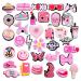 IOKUKI 35 PCS Pink Croc Charms for Girls Women, Aesthetic Shoe Decoration Charms for Crocs Clog Slides Sandals, Pink Party Favors