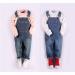 KIDSCOOL SPACE Baby & Little Boys/Girls Water Washed Ripped Soft Denim Overalls | Light Blue | 6-12 Months - Buy Online on GoSupps.com