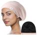 YANIBEST 100% Mulberry Silk Lined Sleep Cap Silk Bonnet for Sleeping - Pink Hair Cover Bonnet for Natural Hair Adjustable Slouchy Beanie Hat One Size Pink