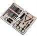 Manicure Set Stainless Steel Nail Tools Man and Woman Built-in Nail Files Portable Travel 18-Piece Blue Black Manicure Nail Clippers Kit (Color : Pink)