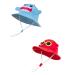 LANGZHEN Beach Sun Protection Hat for Baby Girls Adjustable Toddler Kids Hat Wide Brim Summer Play Hat with Chin Strap Shark-crab 2-4 Years
