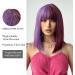 OUFEI half-purple half-wine red Bob Wig With Bangs Short Straight Wig For Women Synthetic Hair Wigs for Daily Party Cosplay Wear - Buy Online on GoSupps.com