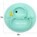 Silicone Baby Plate with Suction | Divided Duck Dishes for Kids | BPA-Free & Microwave Safe | Green - Buy Online on GoSupps.com