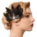 GENBREE Flapper Headpiece Black Feather Hair Clip - 1920s Gatsby Rhinestone Headband for Women (Style 1) - Buy Online on GoSupps.com