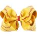 Bow Hairpin 7" Large Leather Baseball Bow Hairpin Softball Bow Hair Grips Hair Accessories Ponytail Holder Clip for Kids Girls Yellow