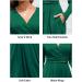 OUGES Women's Spring Casual Midi Dress with Pockets - Long Sleeve V-Neck Floral Wrap Dress (XXL, Green) - Buy Online on GoSupps.com