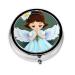 Cute Little Angel Portable Metal Pill Box Round Mini 3-Compartment Plastic Insert hinged Fastening Design Suitable for Small Pills Must-Have for Travel