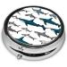 Buy Sharks Nautical Round Pill Box - 3 Compartment Mini Decorative Travel Organizer for Vitamins & Medicine - Buy Online on GoSupps.com